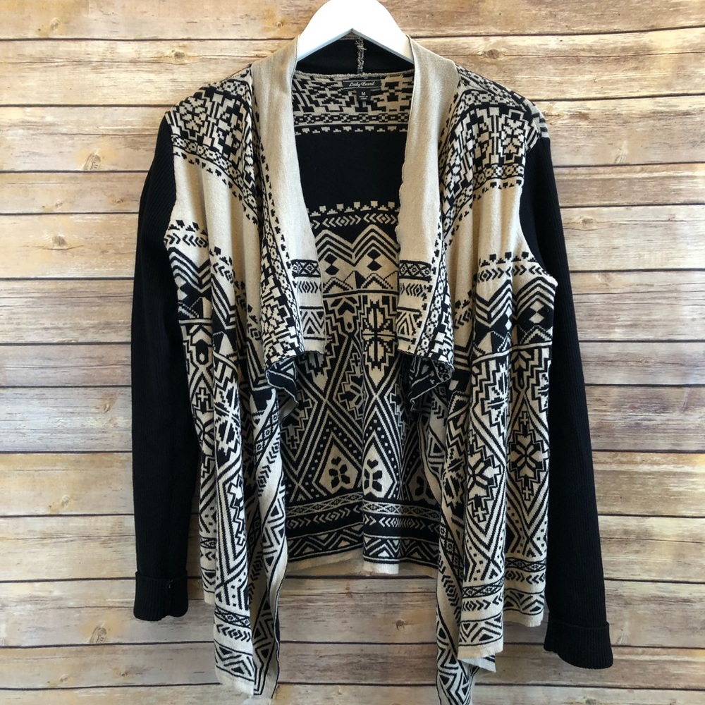 Lucky Brand Aztec Waterfall Open Front Cardigan Sweater Size Medium